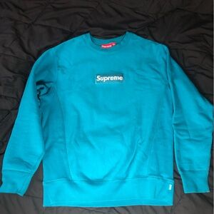 Supreme Teal Box Logo Crew Neck Sweater
